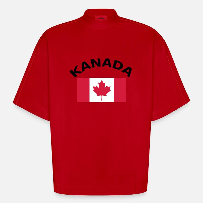 Canada, Canada, drapeau, drapeau - T-shirt bio épais oversize Boxy fabriqué en UE - rouge