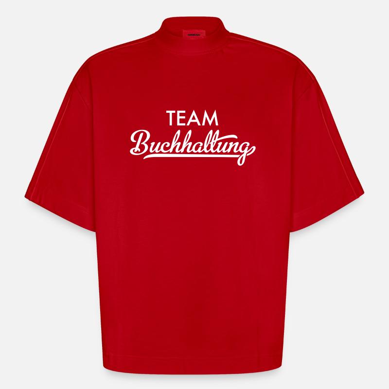 Équipe de comptabilité - T-shirt bio épais oversize Boxy fabriqué en UE - rouge