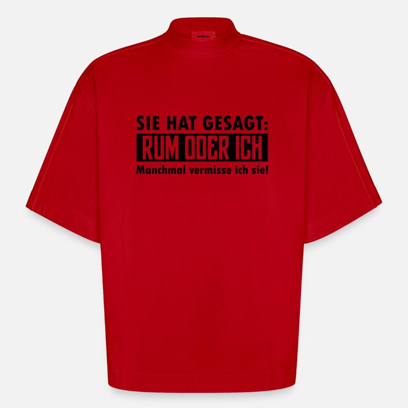 rum oder ich - Heavyweight Oversized Organic Boxy T-Shirt Made in EU - Rot