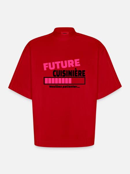 future cuisinière - T-shirt bio épais oversize Boxy fabriqué en UE - rouge