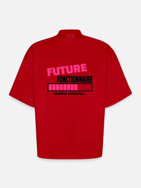 future fonctionnaire - T-shirt bio épais oversize Boxy fabriqué en UE - rouge