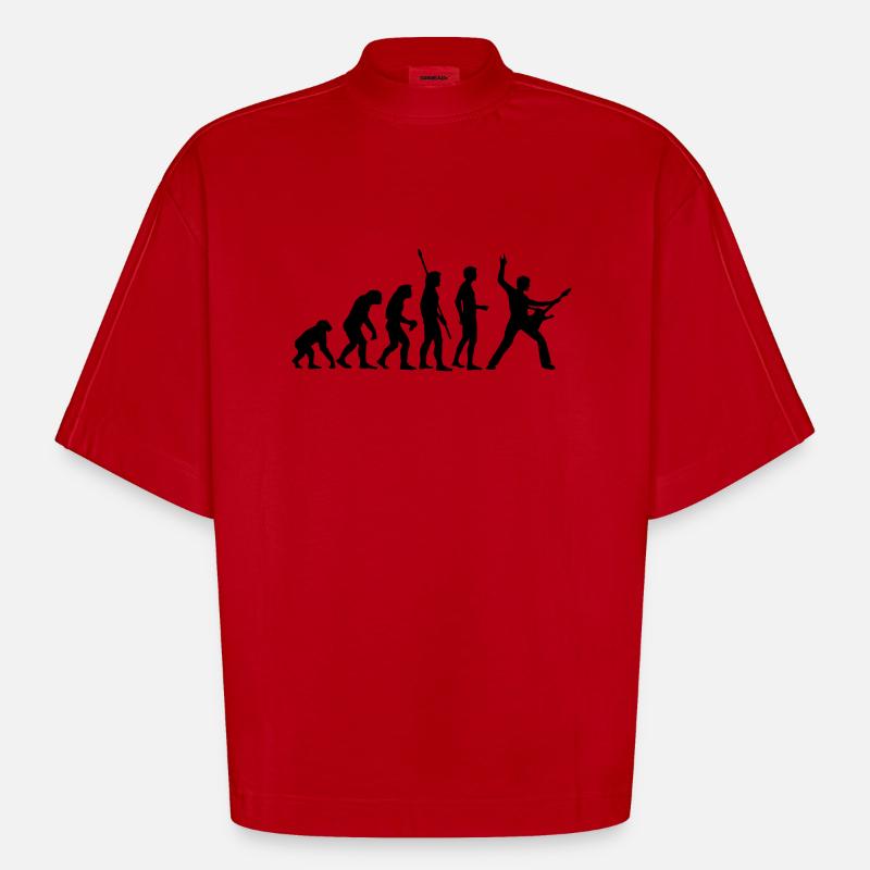 evolution_rocks_b_1c - Heavyweight Oversized Organic Boxy T-Shirt Made in EU - Rot