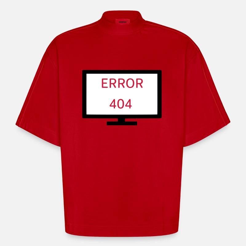 Computer Error 404 - Heavyweight Oversized Organic Boxy T-Shirt Made in EU - red
