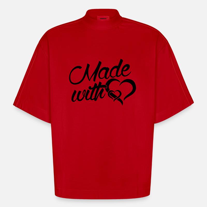 Faite avec coeur - bébé - - T-shirt bio épais oversize Boxy fabriqué en UE - rouge