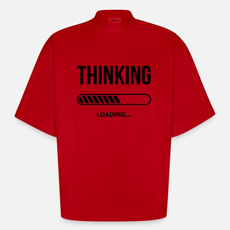 Thinking Loading - Heavyweight Oversized Organic Boxy T-Shirt Made in EU - red