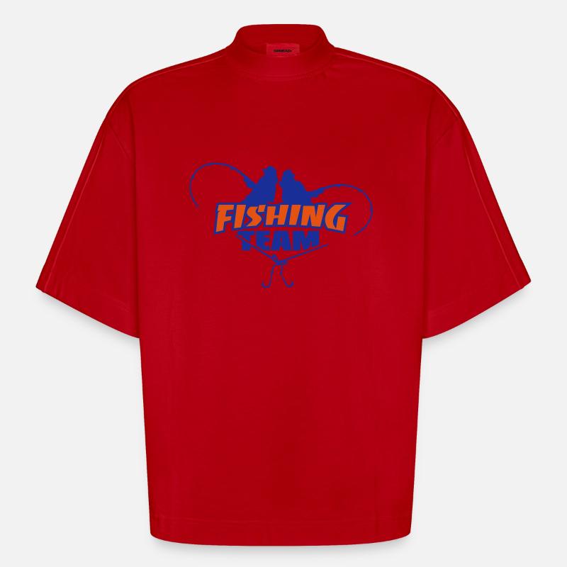 fishing_team2_2c - Heavyweight Oversized Organic Boxy T-Shirt Made in EU - Rot