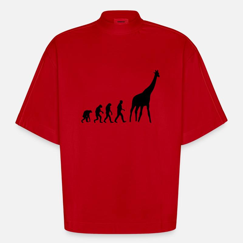 giraffe evolution - Heavyweight Oversized Organic Boxy T-Shirt Made in EU - red