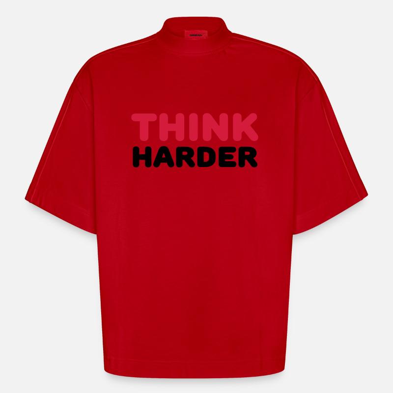 Think harder - T-shirt bio épais oversize Boxy fabriqué en UE - rouge