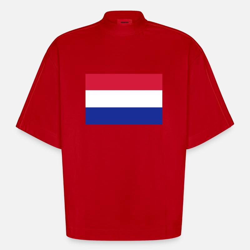Pays-Bas, Pays-Bas, Pays-Bas, drapeau, drapeau - T-shirt bio épais oversize Boxy fabriqué en UE - rouge