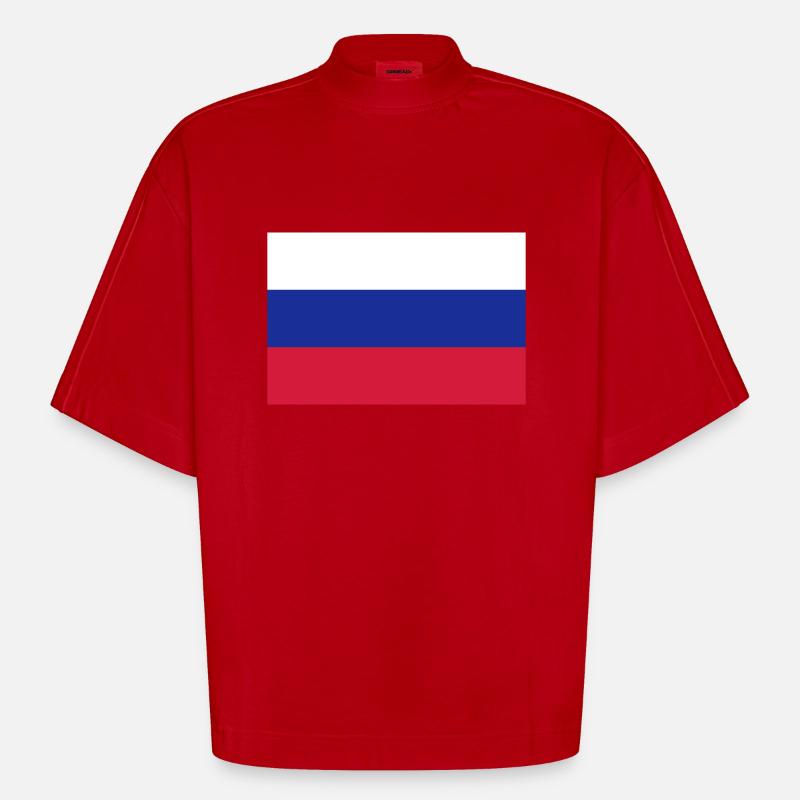 Drapeau Russie / Russian flag - T-shirt bio épais oversize Boxy fabriqué en UE - rouge