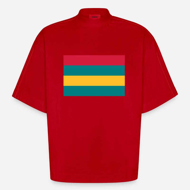Mauritius island / Drapeau Ile Maurice - T-shirt bio épais oversize Boxy fabriqué en UE - rouge