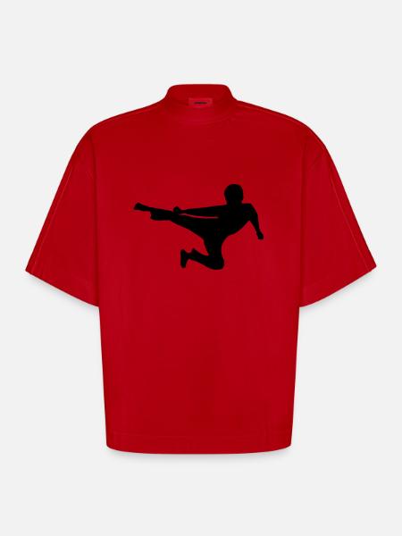 kung_fu - T-shirt bio épais oversize Boxy fabriqué en UE - rouge