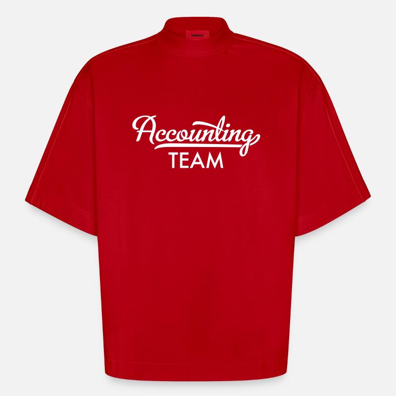 Équipe de comptabilité - T-shirt bio épais oversize Boxy fabriqué en UE - rouge