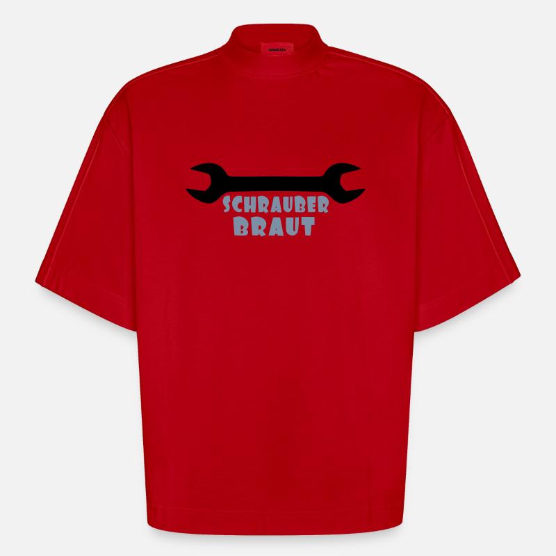 Schrauber-Braut - Heavyweight Oversized Organic Boxy T-Shirt Made in EU - Rot