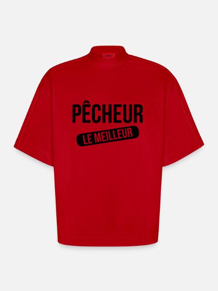 Le Meilleur Pêcheur - Heavyweight Oversized Organic Boxy T-Shirt Made in EU - red