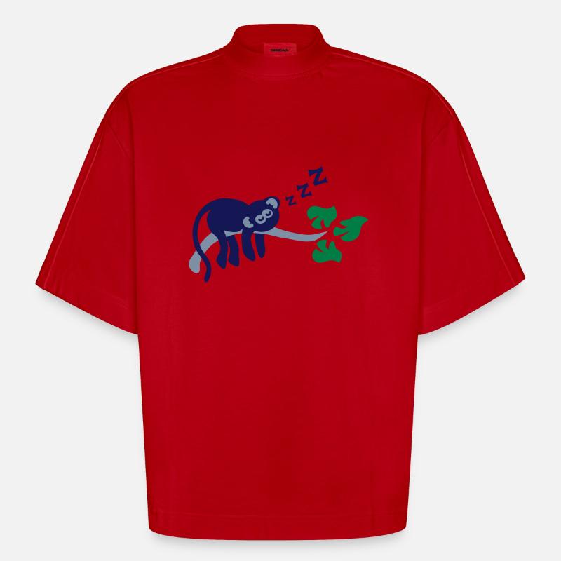 sleeping_monkey - Heavyweight Oversized Organic Boxy T-Shirt Made in EU - red