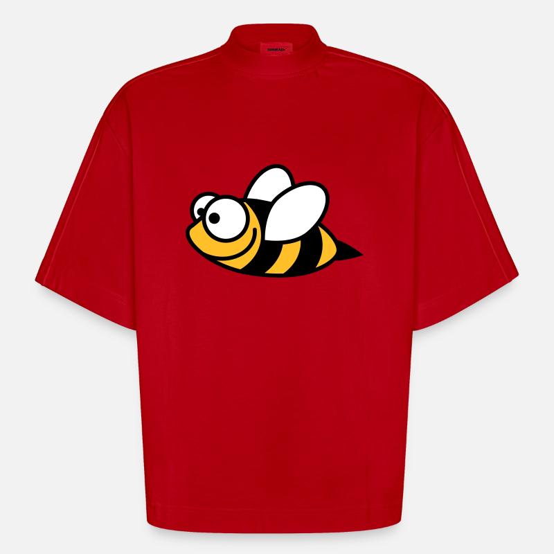 bienchen_3c - T-shirt bio épais oversize Boxy fabriqué en UE - rouge
