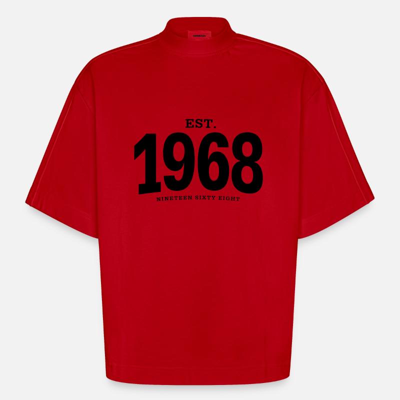 HNE. 1968 Nineteen Sixty Eight - T-shirt bio épais oversize Boxy fabriqué en UE - rouge