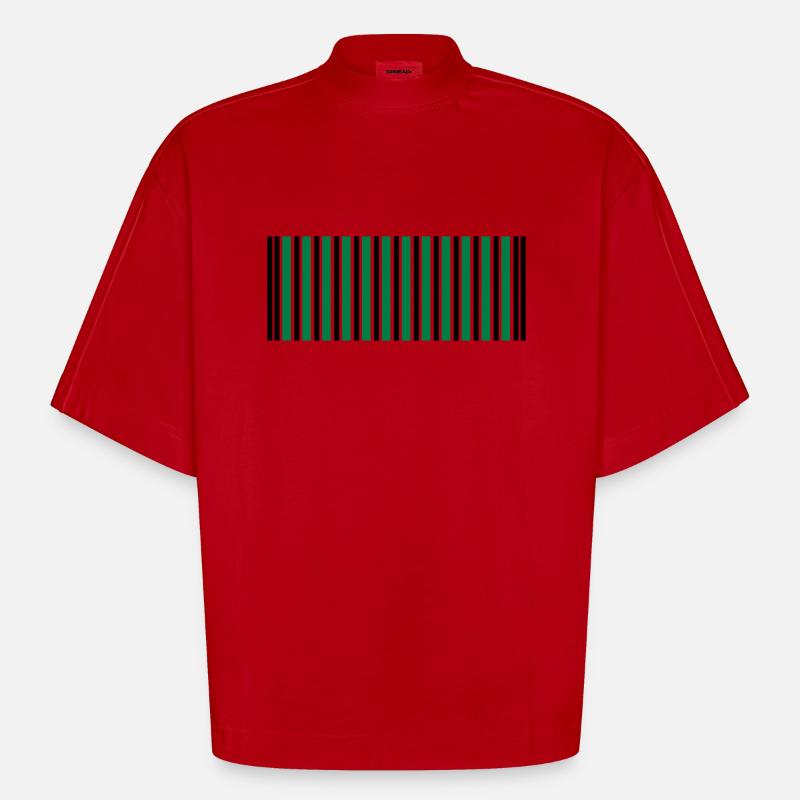 code-barres - T-shirt bio épais oversize Boxy fabriqué en UE - rouge