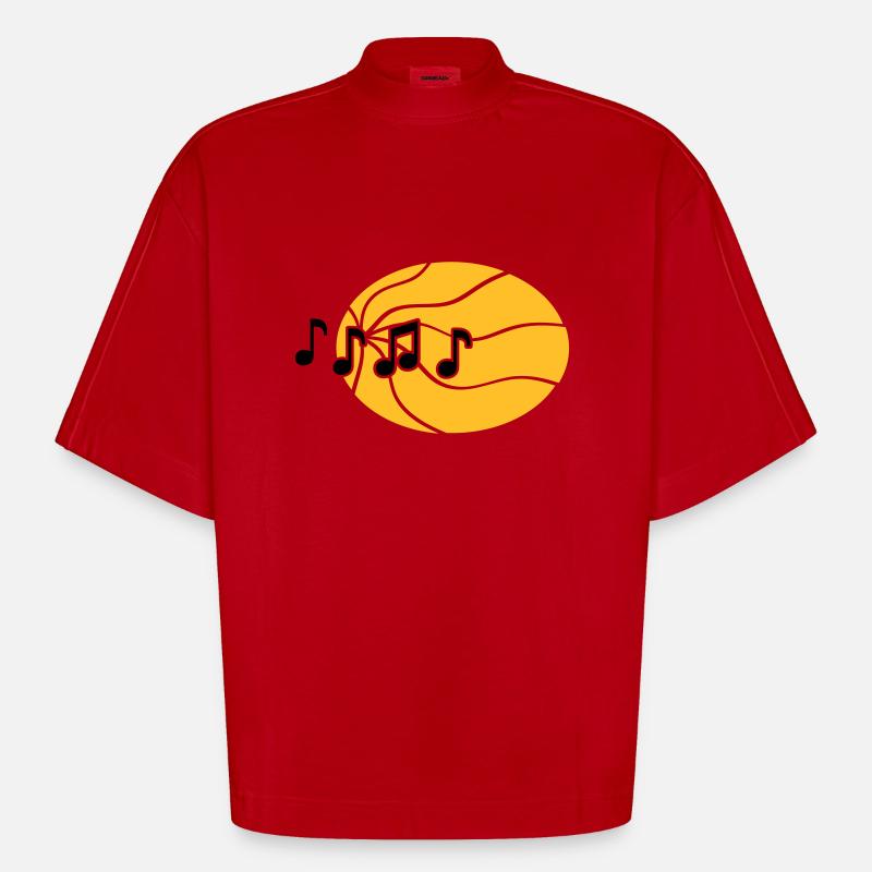 Notes de Musique Fluide - T-shirt bio épais oversize Boxy fabriqué en UE - rouge