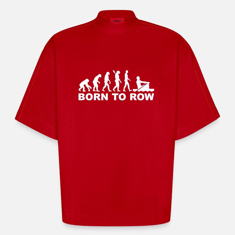 Evolution Rowing - Heavyweight Oversized Organic Boxy T-Shirt Made in EU - red