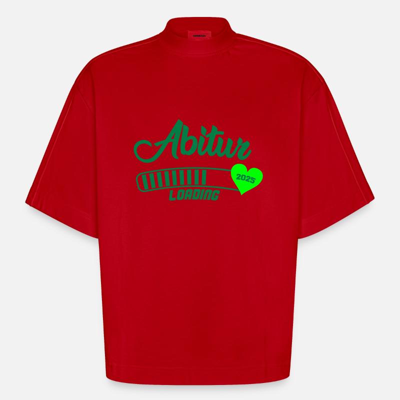 Abitur Loading 2025 - T-shirt bio épais oversize Boxy fabriqué en UE - rouge