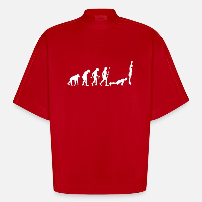 Evolution Burpee - Heavyweight Oversized Organic Boxy T-Shirt Made in EU - red