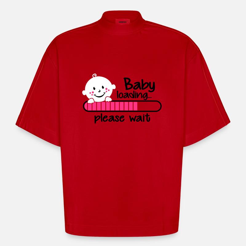 Baby loading.... please wait - T-shirt bio épais oversize Boxy fabriqué en UE - rouge