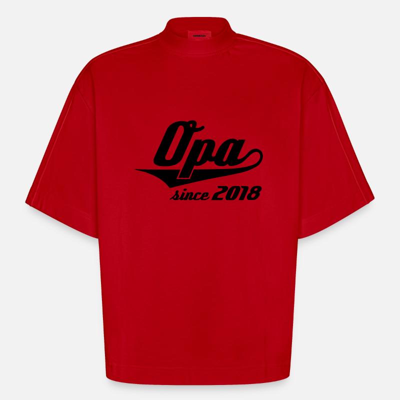 Opa since 2018 Swash - Heavyweight Oversized Organic Boxy T-Shirt Made in EU - Rot