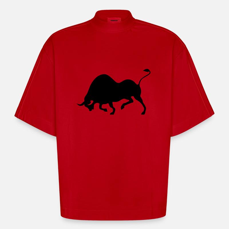 bull - Heavyweight Oversized Organic Boxy T-Shirt Made in EU - red