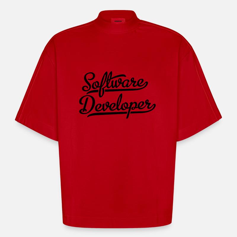 Software developers - Heavyweight Oversized Organic Boxy T-Shirt Made in EU - red