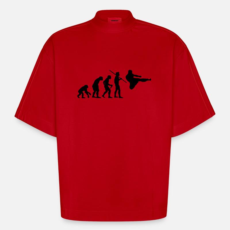 Evolution des Menschen - Kampfsport - Heavyweight Oversized Organic Boxy T-Shirt Made in EU - Rot