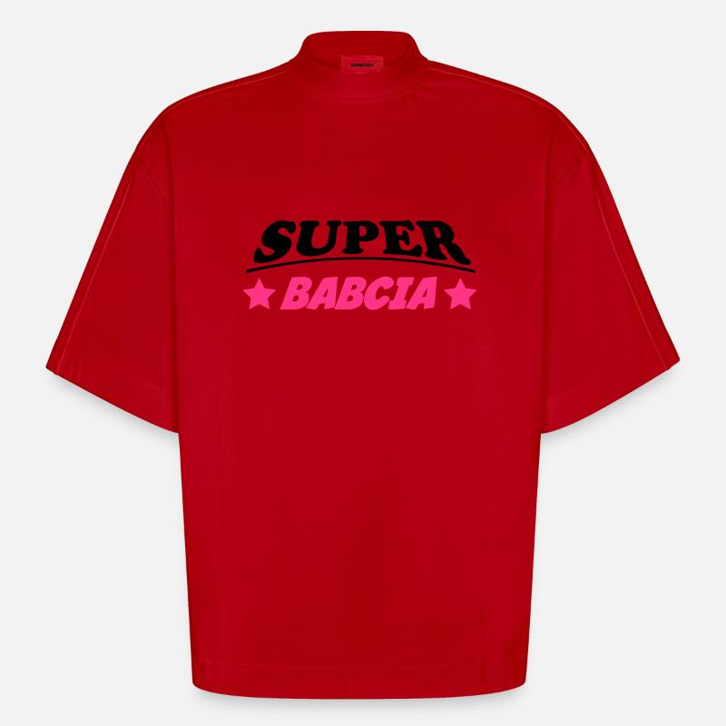 Super babcia - T-shirt bio épais oversize Boxy fabriqué en UE - rouge