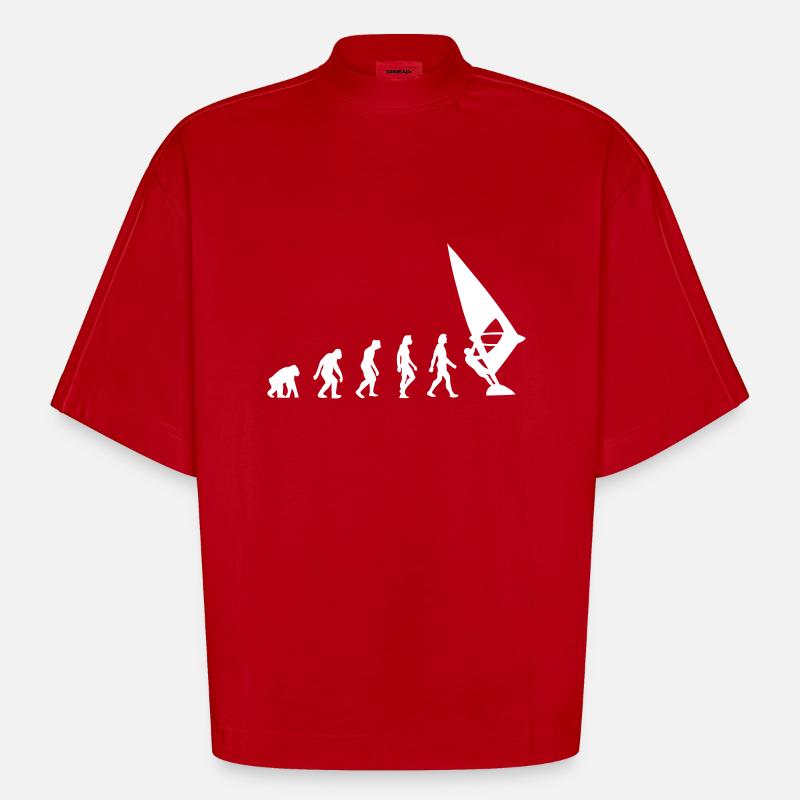 Die Evolution von Windsurfen - Heavyweight Oversized Organic Boxy T-Shirt Made in EU - Rot