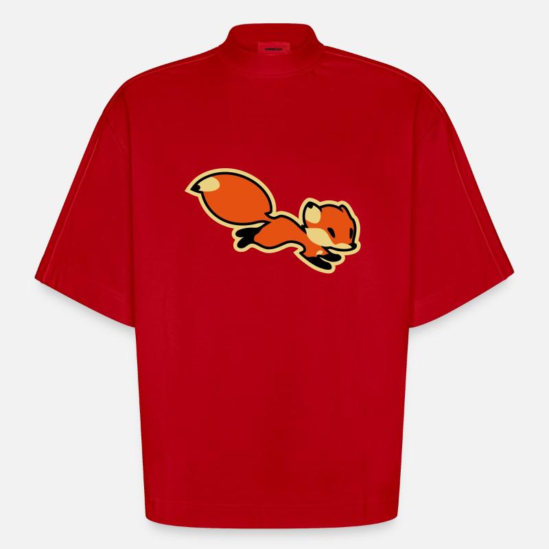 Fox - Heavyweight Oversized Organic Boxy T-Shirt Made in EU - Rot