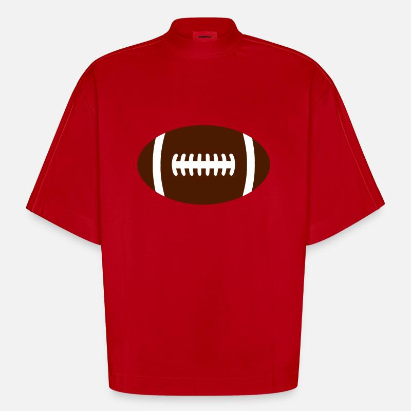 Ballon de Rugby - T-shirt bio épais oversize Boxy fabriqué en UE - rouge