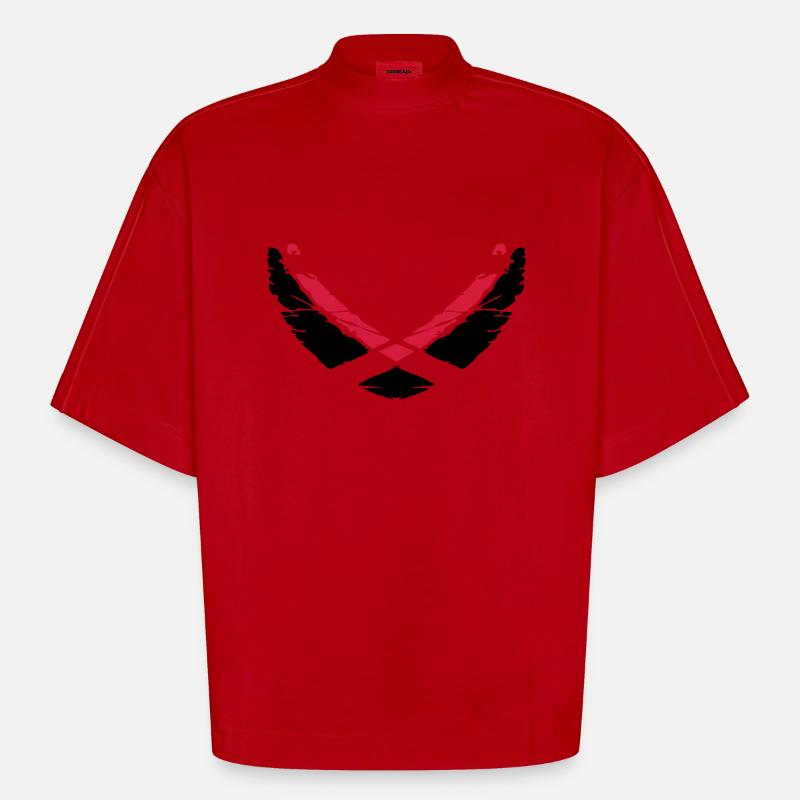 U shape pattern circle - Heavyweight Oversized Organic Boxy T-Shirt Made in EU - red