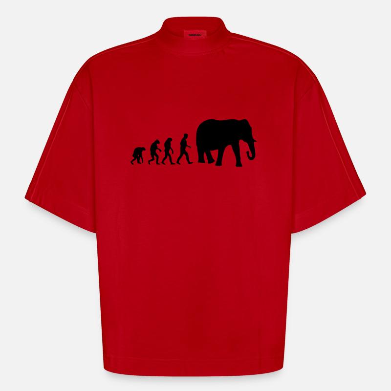 elefant evolution - Heavyweight Oversized Organic Boxy T-Shirt Made in EU - red