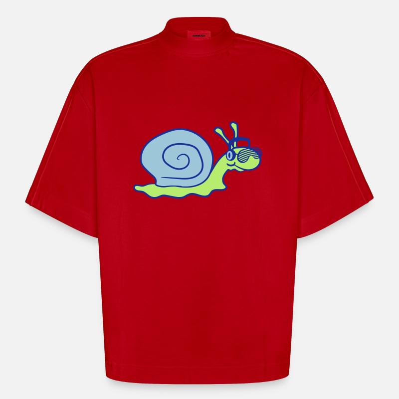 Cool DJ Escargot Mignon Shell - T-shirt bio épais oversize Boxy fabriqué en UE - rouge
