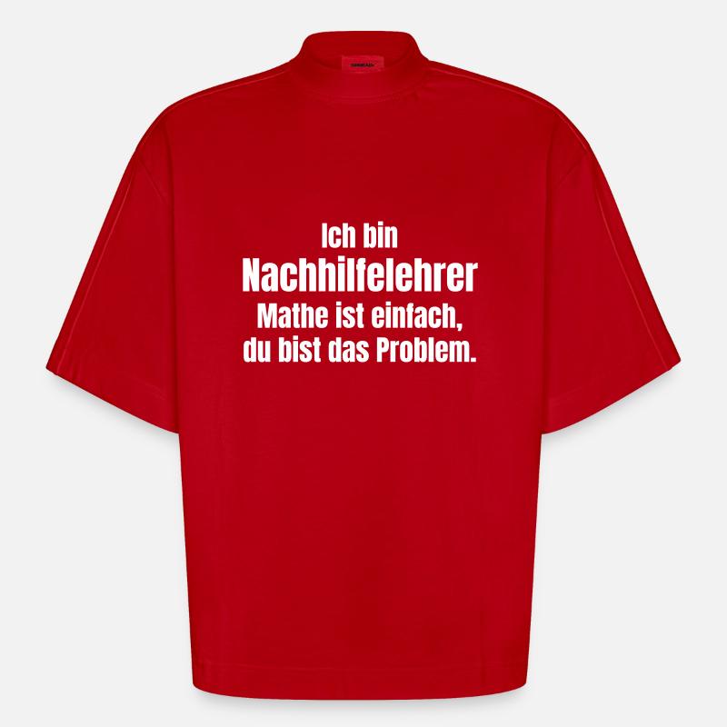 Tutor in Mathematics - Heavyweight Oversized Organic Boxy T-Shirt Made in EU - red