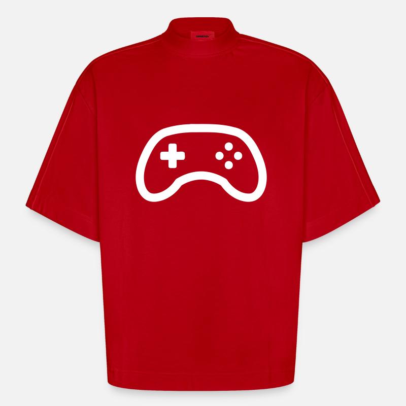 controller einzel - Heavyweight Oversized Organic Boxy T-Shirt Made in EU - Rot