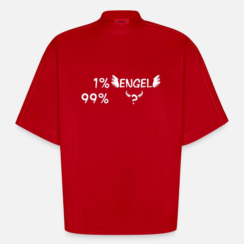 Engel oder Teufel - Heavyweight Oversized Organic Boxy T-Shirt Made in EU - Rot