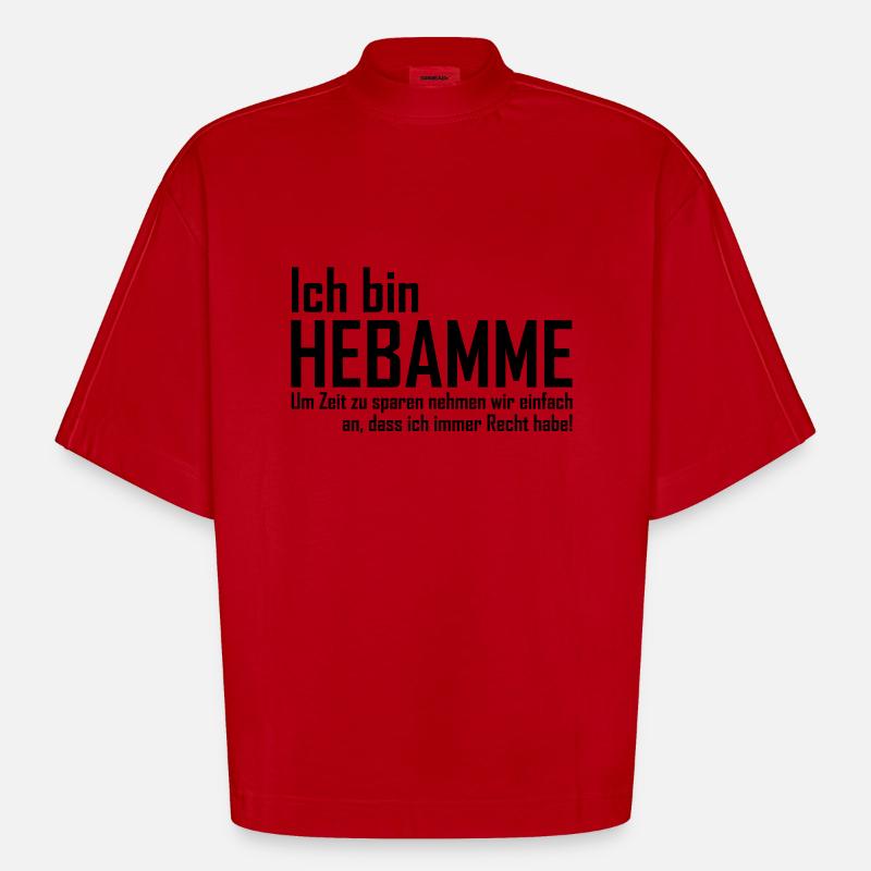 ich bin hebamme - Heavyweight Oversized Organic Boxy T-Shirt Made in EU - Rot