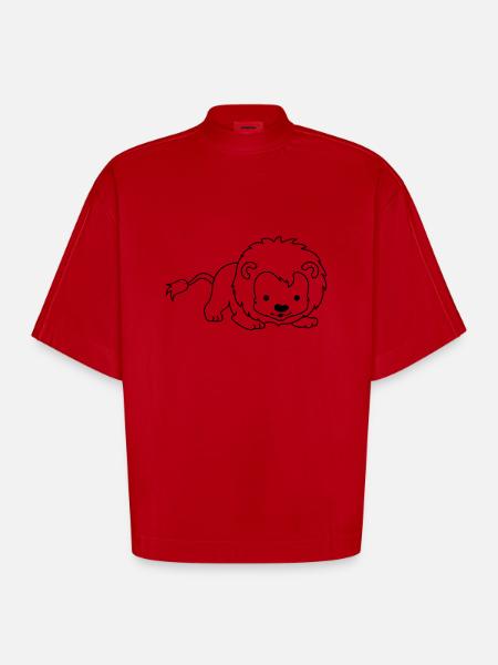 kleiner_loewe_01 - Heavyweight Oversized Organic Boxy T-Shirt Made in EU - Rot