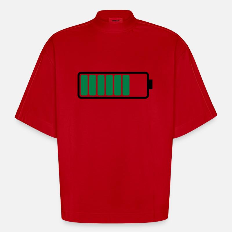 battery_02 - T-shirt bio épais oversize Boxy fabriqué en UE - rouge