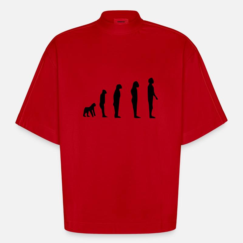 Darwin Evolution - Heavyweight Oversized Organic Boxy T-Shirt Made in EU - Rot