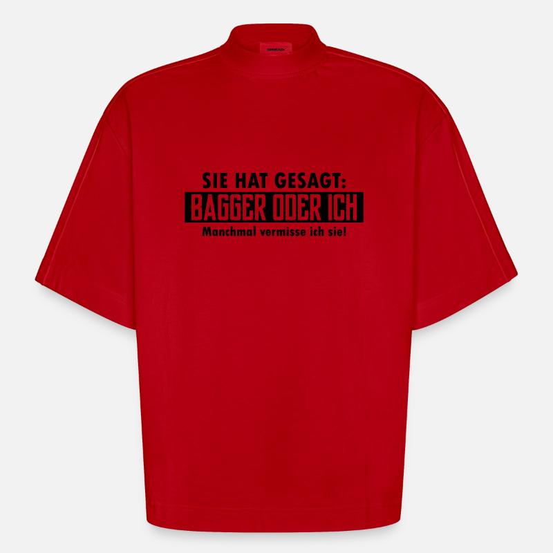 bagger oder ich - Heavyweight Oversized Organic Boxy T-Shirt Made in EU - Rot
