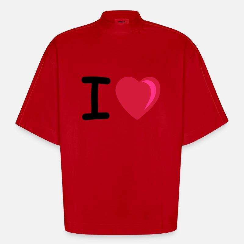 I heart - Heavyweight Oversized Organic Boxy T-Shirt Made in EU - red