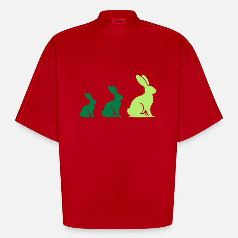 Lapin Lapin 3 - T-shirt bio épais oversize Boxy fabriqué en UE - rouge