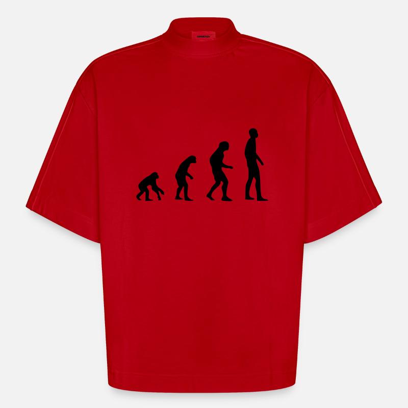 Evolution - Heavyweight Oversized Organic Boxy T-Shirt Made in EU - Rot